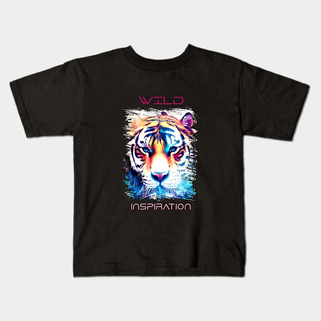 Tiger Wild Nature Animal Colors Art Painting Kids T-Shirt by Cubebox